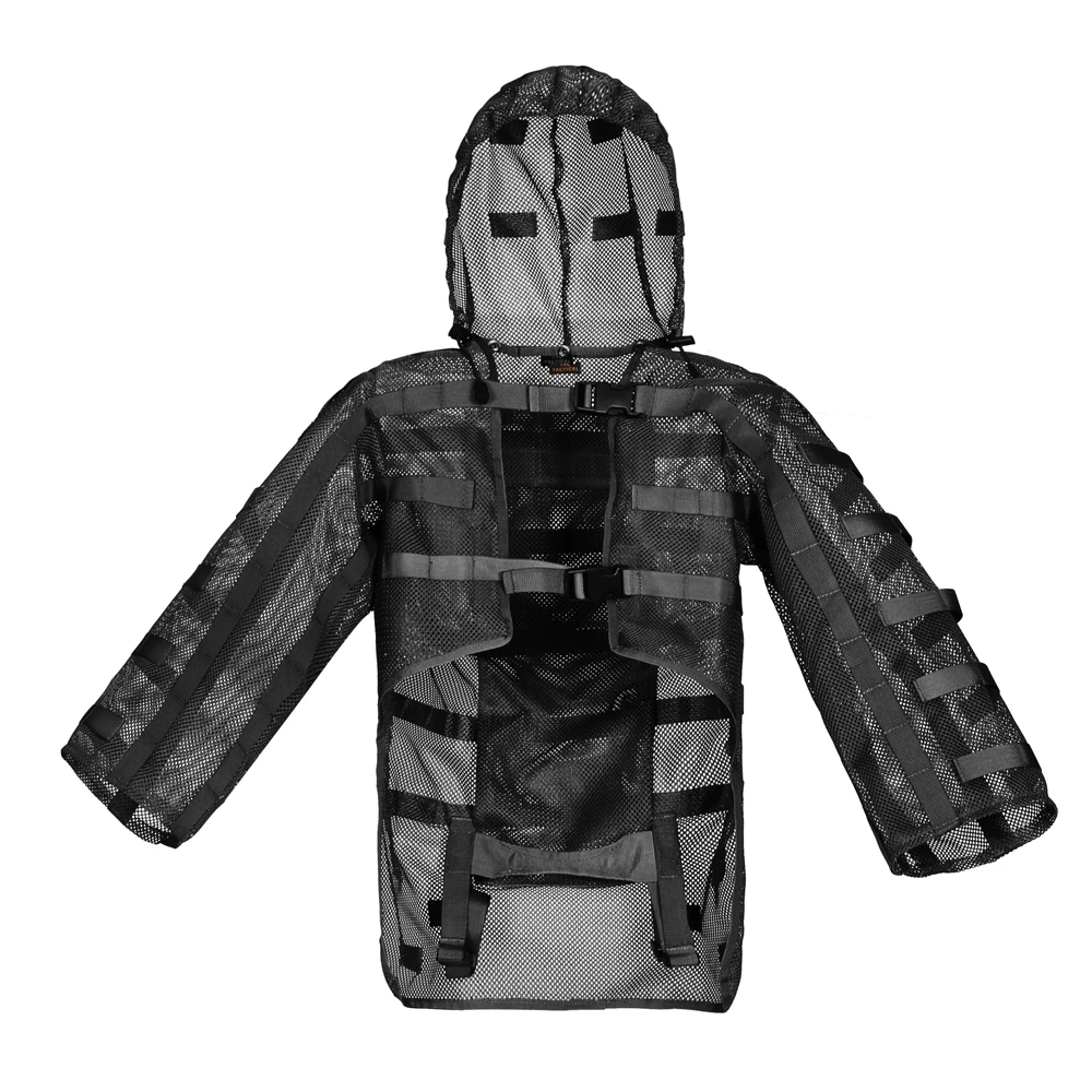 Traje de camuflaje táctico de malla de nailon, traje Geely con bolsa de agua de 3L en la parte posterior, sombrero de bolsillo, cuerpo desmontable, se puede guardar - imagen 4