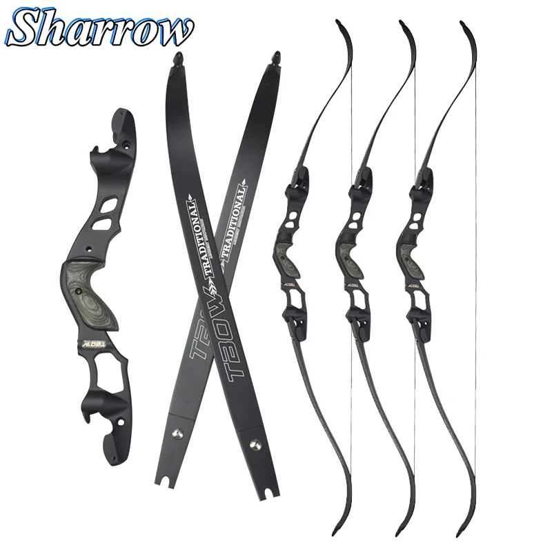 Arco recurvo de caza americana, arco largo tradicional con interfaz ILF Gordon de arce laminado para tiro, 63 pulgadas, 30-55Ibs