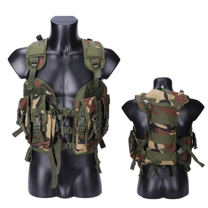 Chaleco táctico asalto MOLLE con hidratación para airsoft camuflaje - imagen 2
