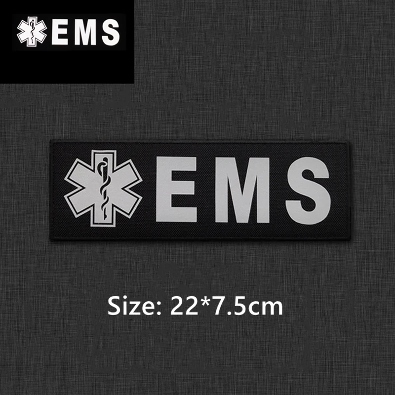 Parches reflectantes EMS, servicio médico de emergencia, primeros auxilios, emblema de combate táctico paramédico, insignias que brillan en la oscuridad - imagen 3