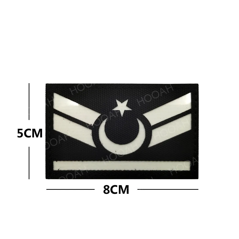 HOOAH-Parche reflectante infrarrojo con bandera turca de Turquía, brazalete militar táctico que brilla en la oscuridad, apliques bordados - imagen 3