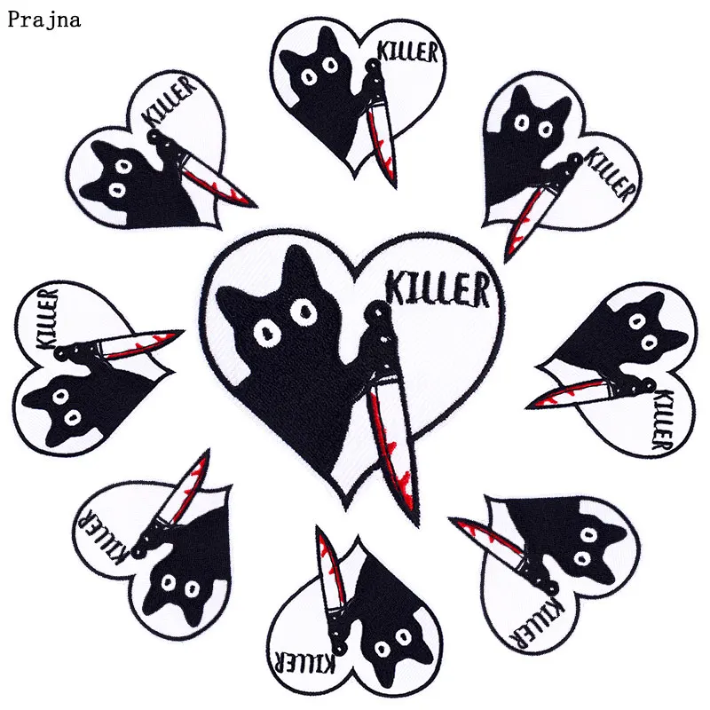 Parches bordados de rayas Punk para ropa, parches termoadhesivos en blanco y negro, parches de calavera de roca para ropa, 10 Uds. - imagen 3