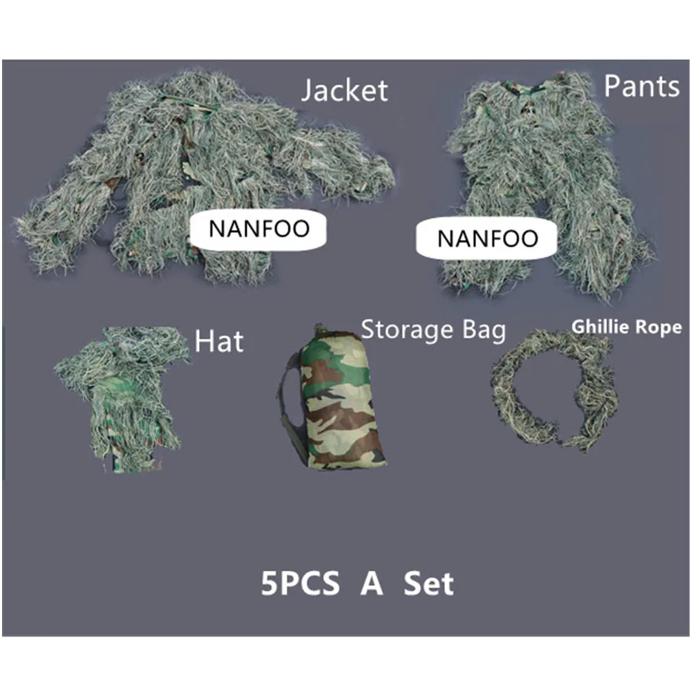 CS Games Traje Ghillie de caza de camuflaje, traje de combate táctico con capucha, Rifle de la selva, chaqueta de camuflaje envolvente, pantalones, niño, nuevo - imagen 3