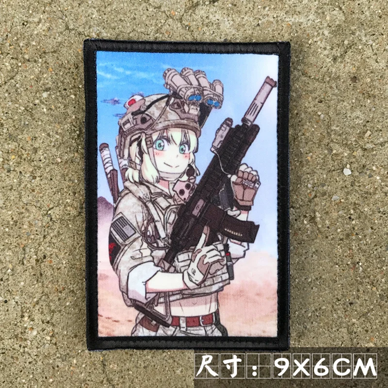 Parche táctico de transferencia de calor para chica, capítulo de operador de equipo de brazos, insignia militar de piloto de Anime de dos dimensiones para mochila de ropa - imagen 2