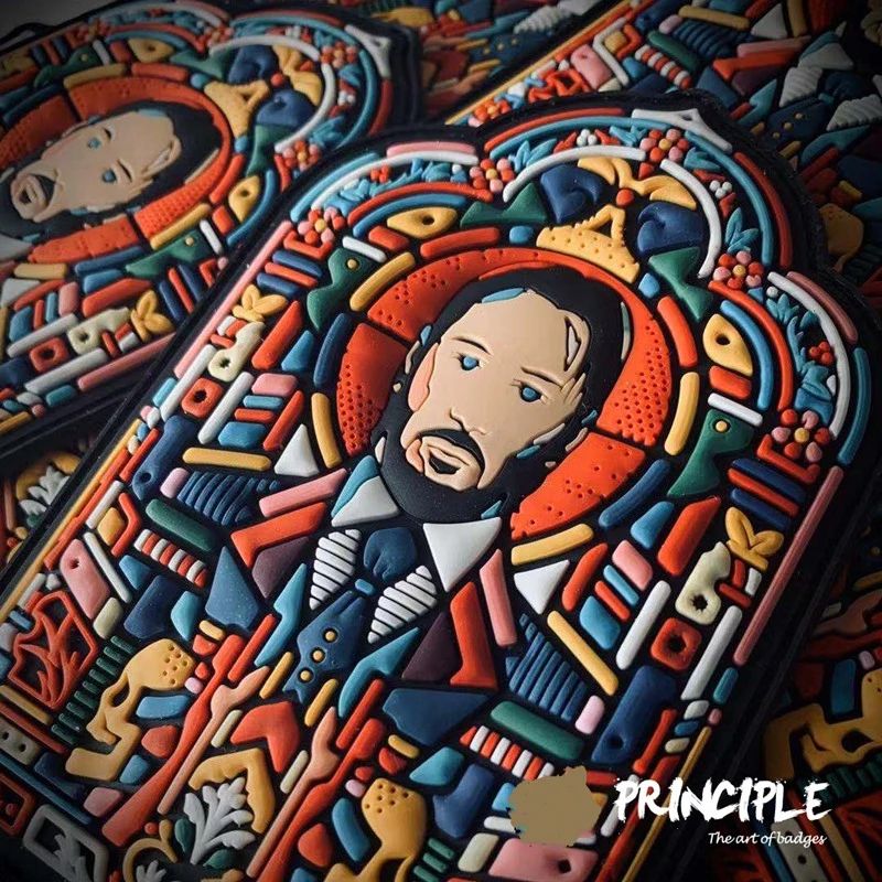John Wick 3D PVC colorido parche de PVC brazalete táctico cráneo para ropa mochila chaleco decoración - imagen 3
