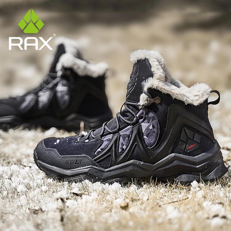 RAX, zapatos de senderismo para hombre, zapatillas impermeables de invierno para exteriores, botas de Trekking de piel de vaca para hombre, zapatillas de deporte para acampar y escalar en la nieve para mujer - imagen 4