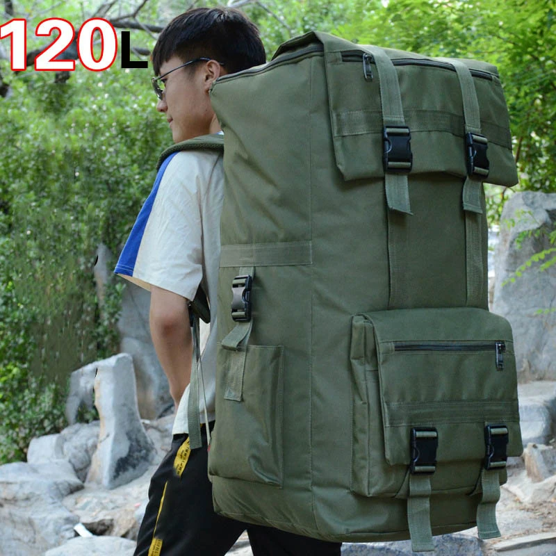 Bolsa de senderismo de 120L para hombre, mochila grande para acampar, escalada al aire libre, bolsas tácticas de viaje, bolsa de equipaje, mochila de hombro militar - imagen 2
