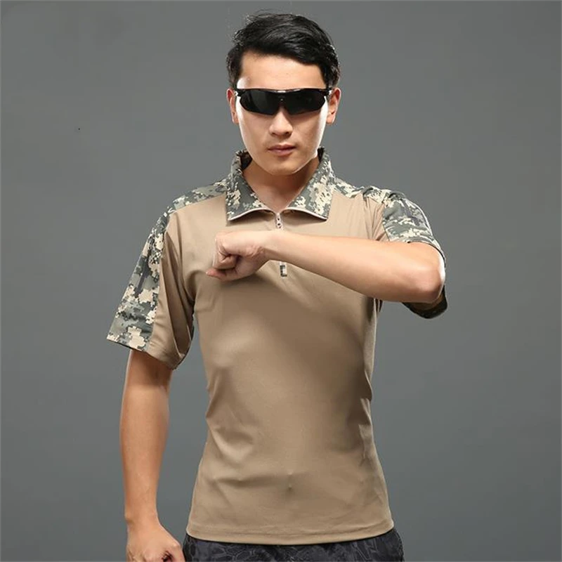 Uniforme militar de manga corta para hombre, camisa táctica de camuflaje, camisetas casuales de combate de secado rápido, camisetas del ejército para hombre, Tops de caza y senderismo - imagen 4