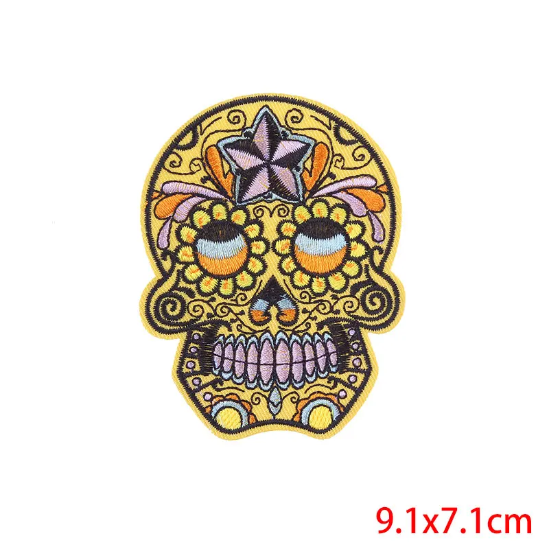 Prajna parches bordados de motorista Punk, parches para planchar para ropa, apliques de calavera DIY, rayas en ropa, decoración de chaqueta - imagen 4