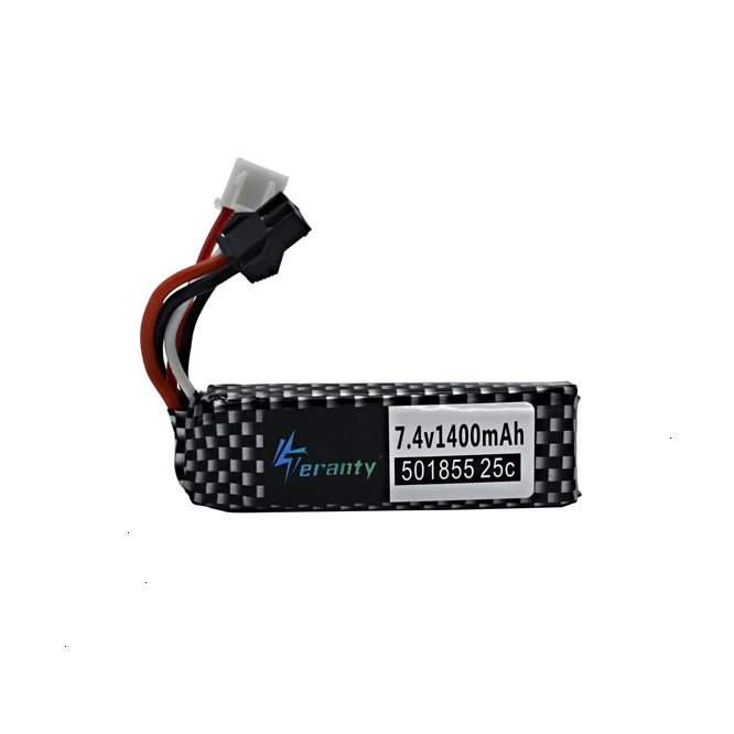 TERANTY-batería Lipo para pistola de agua 2S, 7,4 V, 1400mAh, 25C, 501855, para Mini Airsoft BB, pistola de aire, juguetes eléctricos, piezas RC, 5 unidades por juego - imagen 4