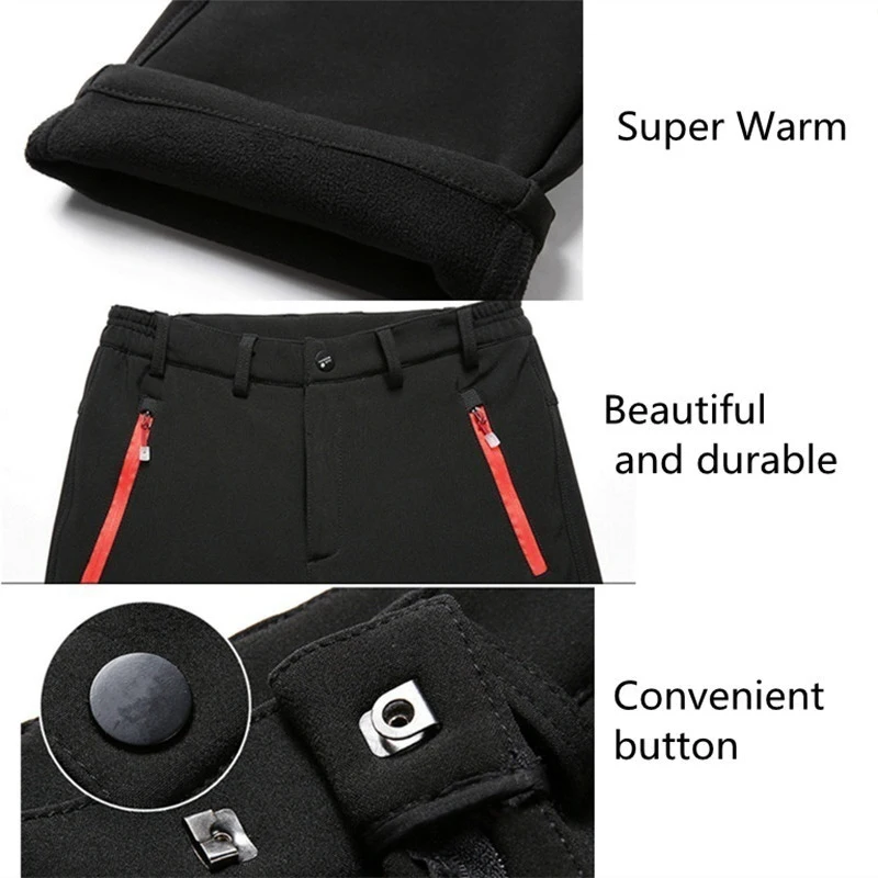 Pantalones cálidos de lana elástica para hombre, para exteriores, invierno, Softshell, senderismo, escalada, senderismo, Camping, pesca, pantalones de entrenamiento deportivos de gran tamaño - imagen 3
