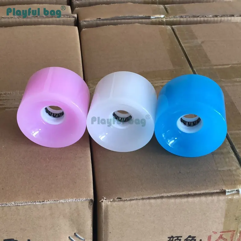 Bolsa juguetón LED 70MM monopatín flash rueda grande 3 cuentas led luz blanca PU ruedas Longboard fish board ruedas AMB21 - imagen 4