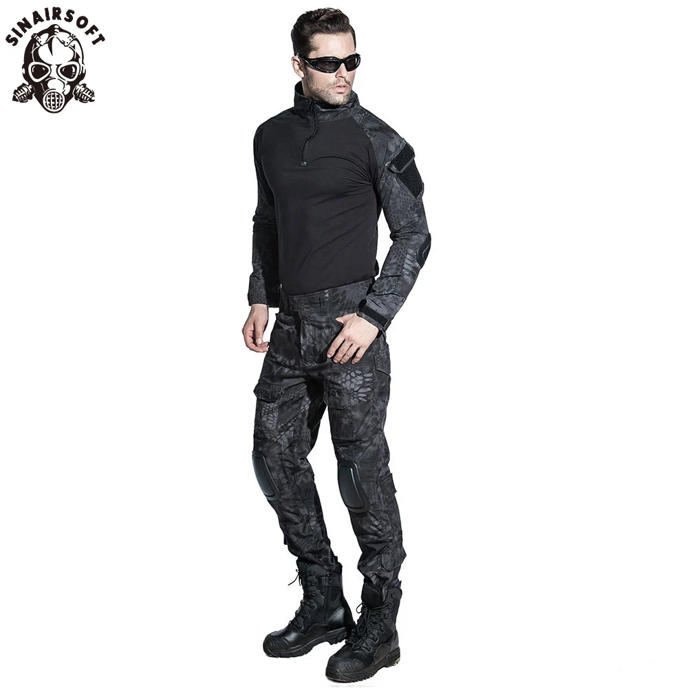 SINAIRSOFT-Conjunto de trajes de camuflaje de caza, uniforme táctico BDU de Paintball para hombres con rodilleras, coderas, traje de entrenamiento de combate - imagen 2