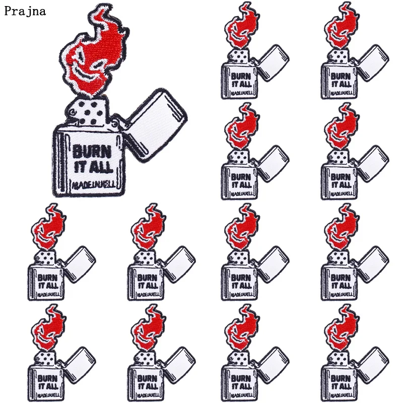 Prajna-Parches de mechero para ropa, 10 piezas, DIY, apliques Punk, parches bordados para planchar, pegatinas para ropa - imagen 2