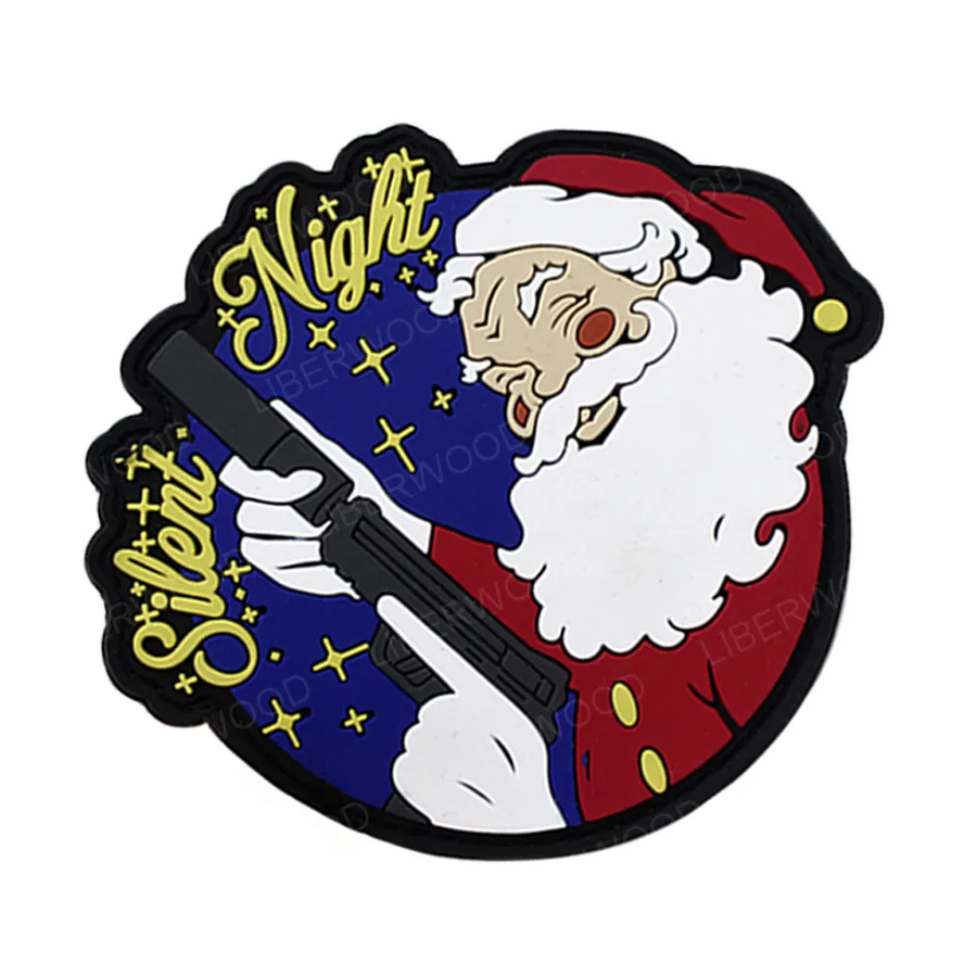 Parche de goma de PVC para Navidad, Parche de Papá Noel, Kriss, Kringle con pistola, insignia de mermelada de hielo - imagen 3