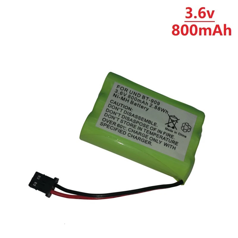 Batería de teléfono inalámbrica recargable para uniden BT-909, BT909, 3,6 v, 3 x AAA, Ni-mh, 800mAh, 3,6 V