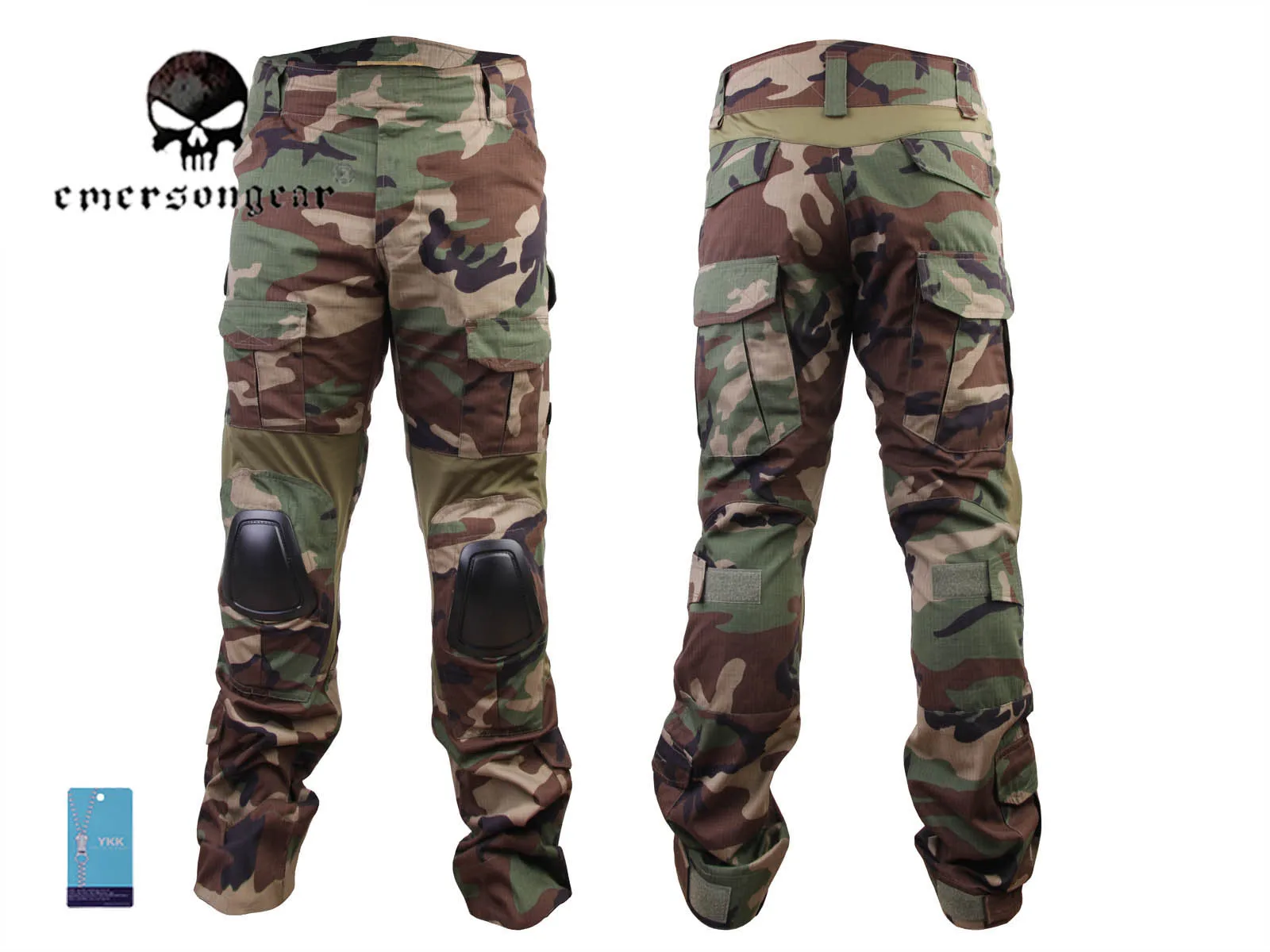Pantalones de combate táctico con rodillera, G3, Woodland, Airsoft, EM7044 - imagen 2
