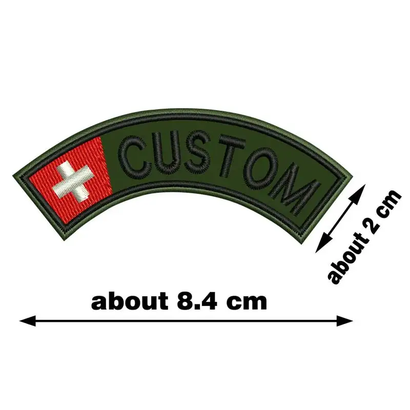 Parches personalizados con nombre de la bandera de Suiza, hierro personalizado en respaldo de gancho - imagen 3