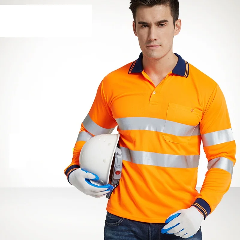 Camiseta reflectante de manga larga, equipo de seguridad de alta visibilidad, Protector al aire libre, Tops seguros, camisas de seguridad de construcción, Polo - imagen 3