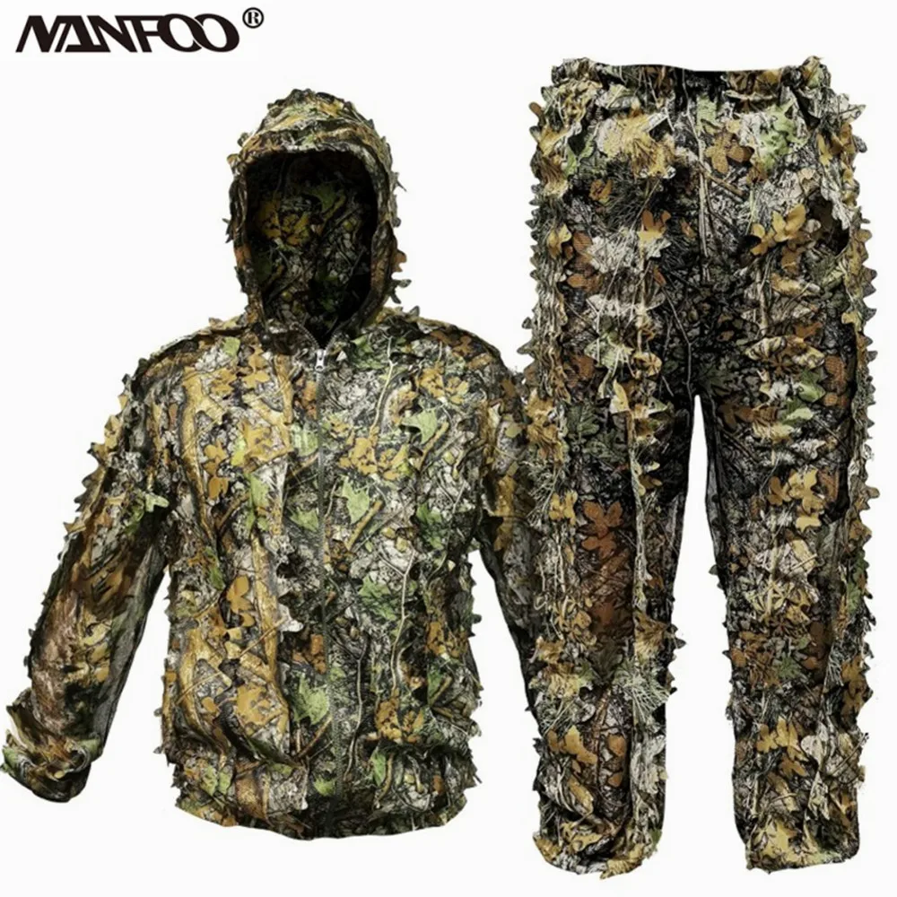 Traje Ghillie de caza de camuflaje biónico con hojas 3D para adultos, traje de tiro CS duradero, conjunto de ropa de combate militar táctico transpirable - imagen 3