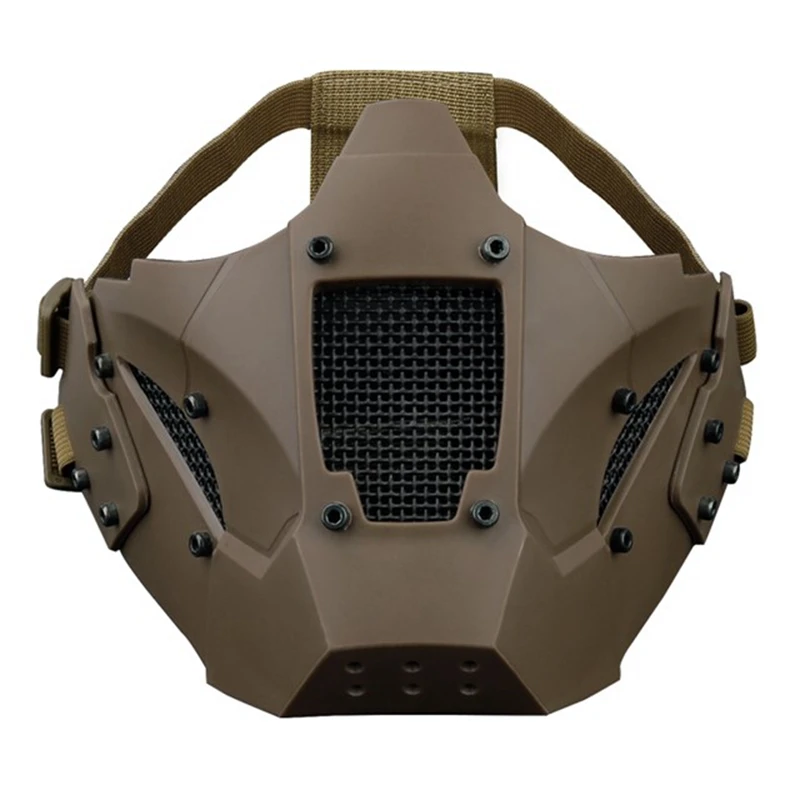 Máscara inferior de media cara, malla táctica de acero metálico, puede funcionar con casco rápido, utilizado para Airsoft Paintball, caza y tiro - imagen 2