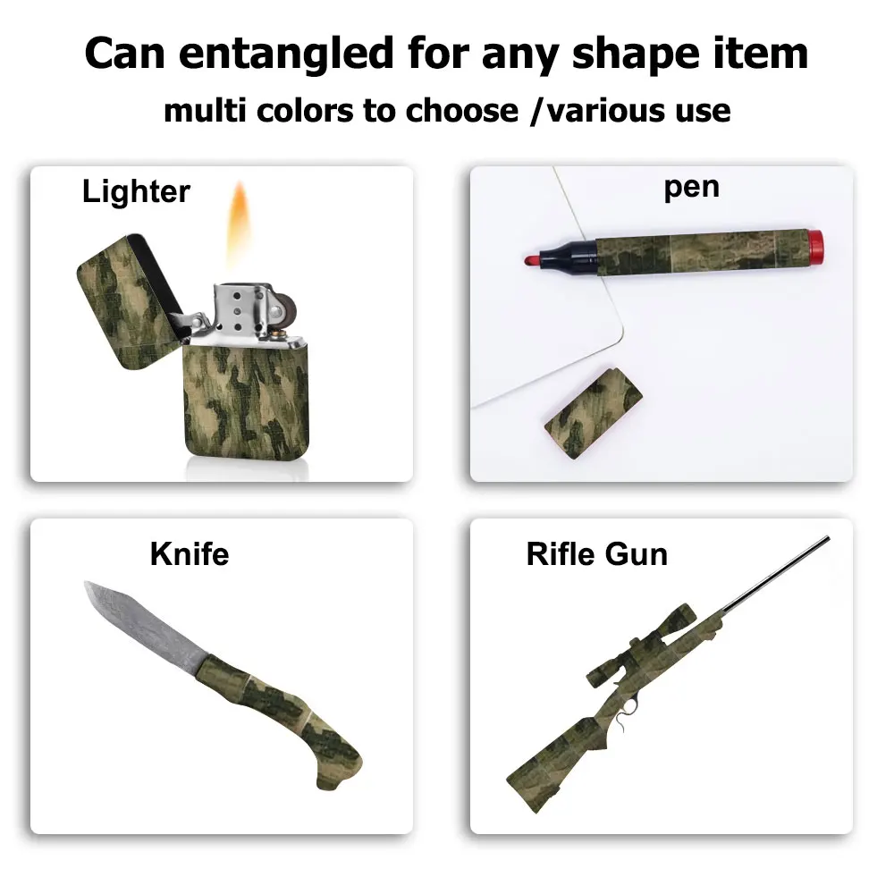 Cinta de camuflaje autoadhesiva para exteriores, vendaje elástico, envoltura protectora táctica no tejida de camuflaje para caza, Rifle, pistola, linterna - imagen 5