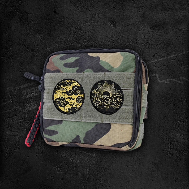 Parche bordado de nubes auspiciosas, brazalete de buena suerte para ropa, chaleco, chaqueta, insignias, 12 estilos, elemento chino, Twin Peaks, Luna, sol - imagen 3