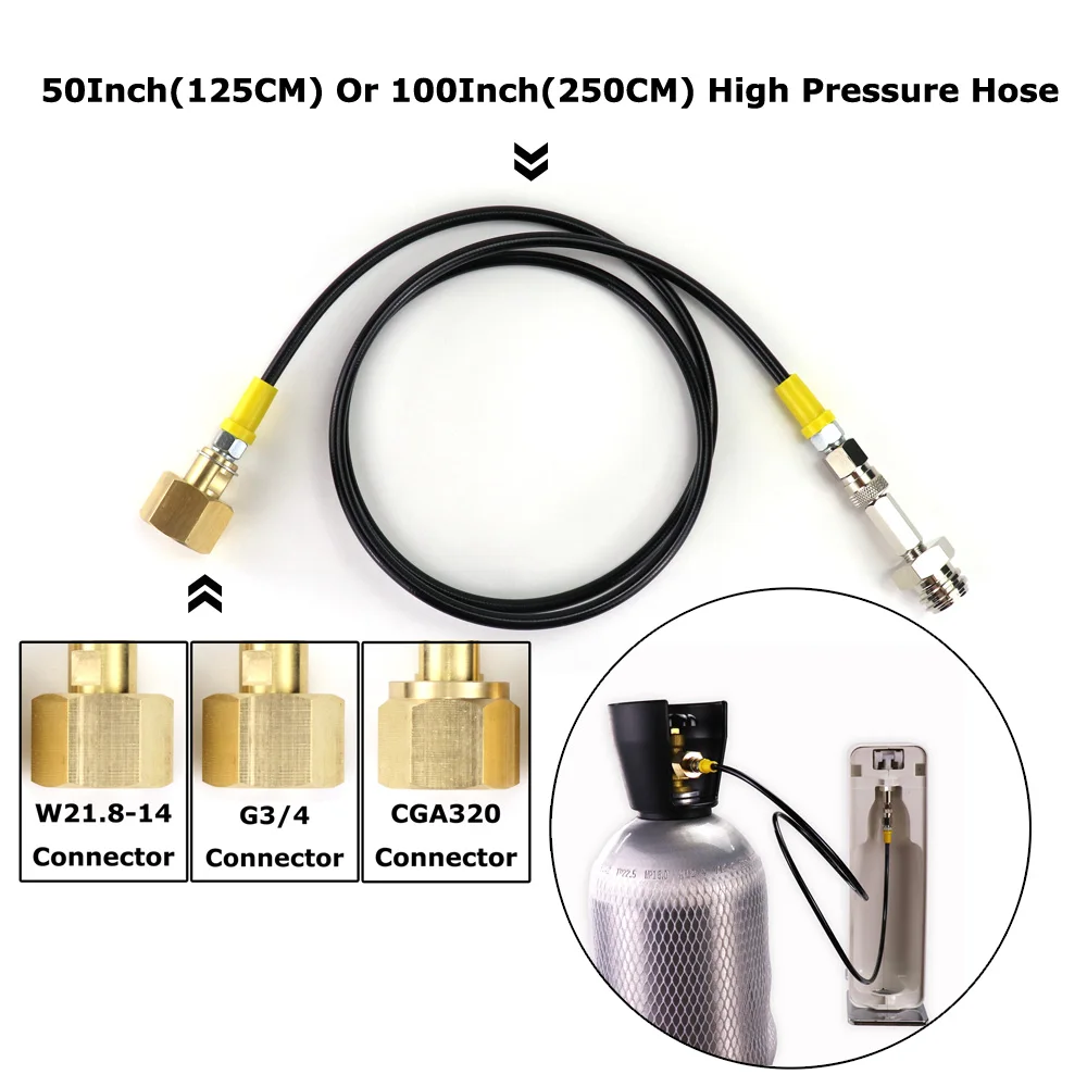 Adaptador CO2 externo con kit de manguera para SodaStream CGA320