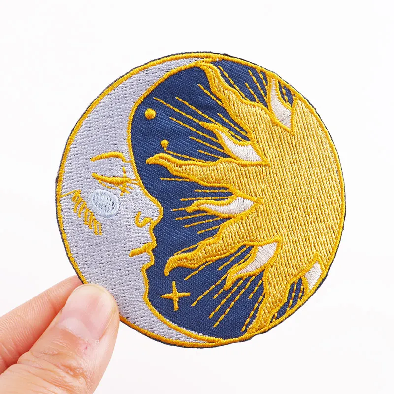 Parches bordados de ondas de dibujos animados en el espacio de la ropa, insignias de apliques para exteriores, parches termoadhesivos para ropa, pegatinas - imagen 5