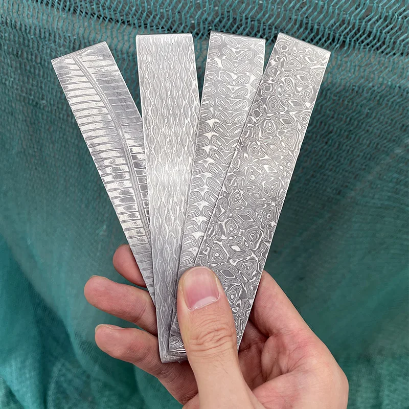 1 pieza de acero damasco de 200x30x3mm para hacer cuchillos DIY, Material VG10, hoja de cuchillo de acero sándwich en blanco con tratamiento térmico - imagen 4