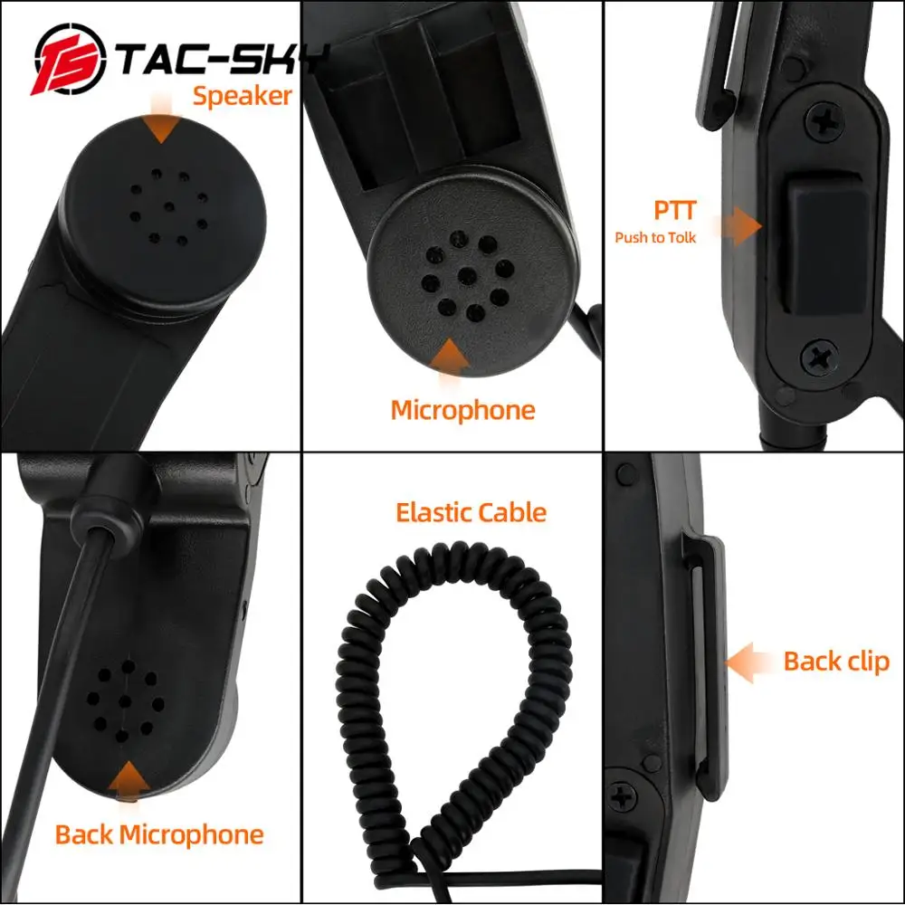 TAC-SKY H-250 PTT auriculares tácticos ajuste de interfono altavoz de mano de 6 pines micrófono PTT, para AN/PRC 148152152 Un Ptt H250 de 6 pines - imagen 5