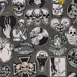Parche bordado calavera blanco y negro – Táctico para coser o planchar