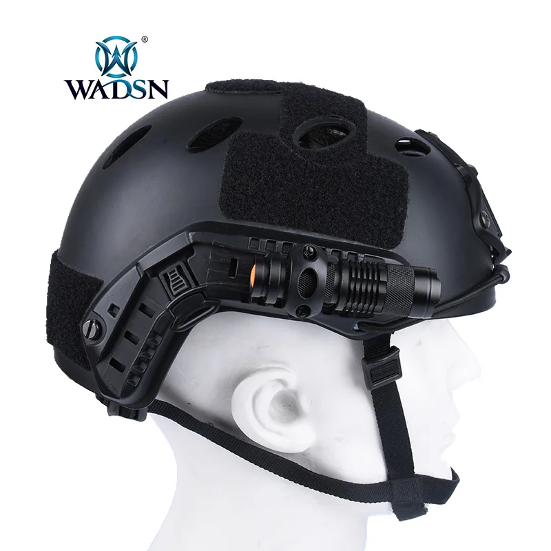 WADSN-Mini linterna táctica de aluminio, luz estroboscópica de caza, Zoom telescópico, 100 lúmenes, LED, con riel de Clip rápido para casco - imagen 5