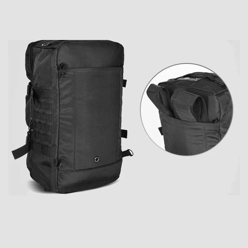 Bolsa de equipaje táctica de 60L para hombre, mochila de viaje para acampar, senderismo al aire libre, Molle, escalada, Trekking, negro, X429A - imagen 2