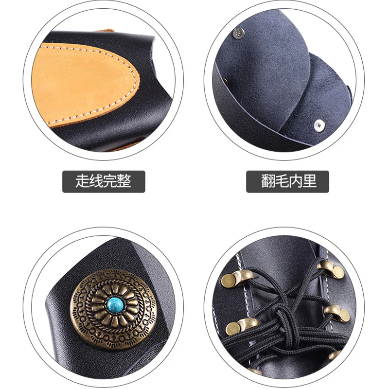 Protector de brazo de tiro con arco de cuero de vaca tradicional, guante Protector de mano para brazo de tiro con arco, equipo de protección ajustable para caza y tiro con arco - imagen 5