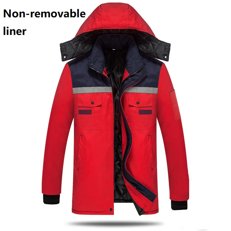 Abrigo de trabajo reflectante de invierno para hombres y mujeres, máquina gruesa, reparación de automóviles, cómoda chaqueta de taller, uniforme resistente al desgaste - imagen 5
