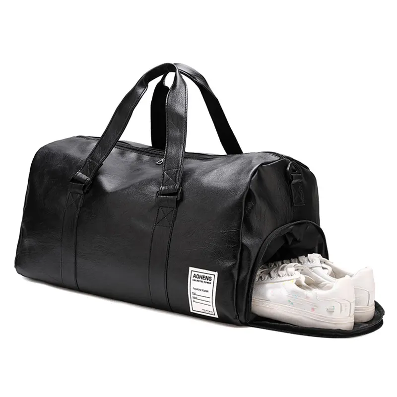 Bolso De gimnasio De cuero PU para hombre y mujer, bolsa deportiva seca y húmeda para entrenamiento, bolso De hombro para viaje, XA18A - imagen 5