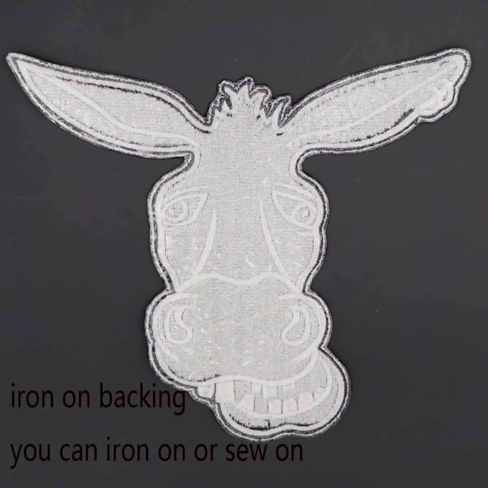 Parches bordados de cabeza de burro de animales de dibujos animados grandes, pegatinas para ropa, accesorios de ropa, insignia - imagen 4