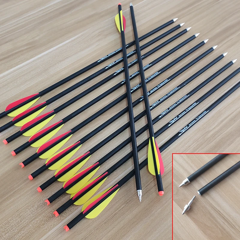 12 Uds 16 a 22 pulgadas OD8.8mm spine400 flecha de carbono para ballesta, flechas de tiro con arco, columna 400 para tiro con ballesta - imagen 3
