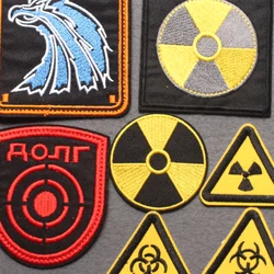 Parches de señal de advertencia bioquímica nuclear, insignia de STALKER, parches bordados en ropa, accesorios de rayas para ropa Punk DIY