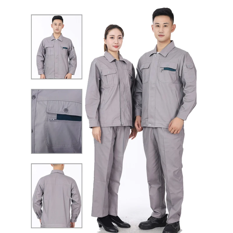 Traje de soldadura reflectante con múltiples bolsillos, ropa de trabajo para hombres y mujeres, uniformes duraderos para taller de reparación de fábrica eléctrica antiescaldado - imagen 4