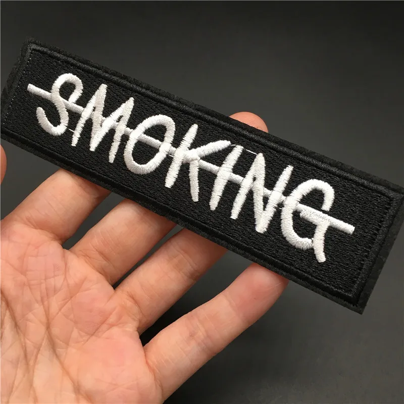 1 ud. No fumar tamaño: 13,1x3,5 cm, parche bordado DIY para mochila, insignia para planchar, ropa, rayas, coser, pegatina, aplique - imagen 5