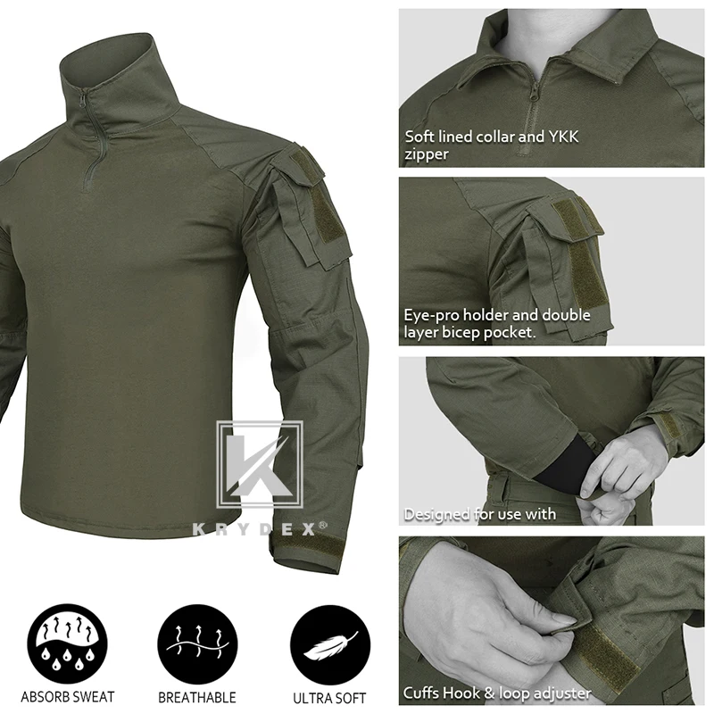 KRYDEX Kit de camisa y pantalones de camuflaje táctico conjunto de uniforme de combate para caza al aire libre equipo de senderismo - imagen 3