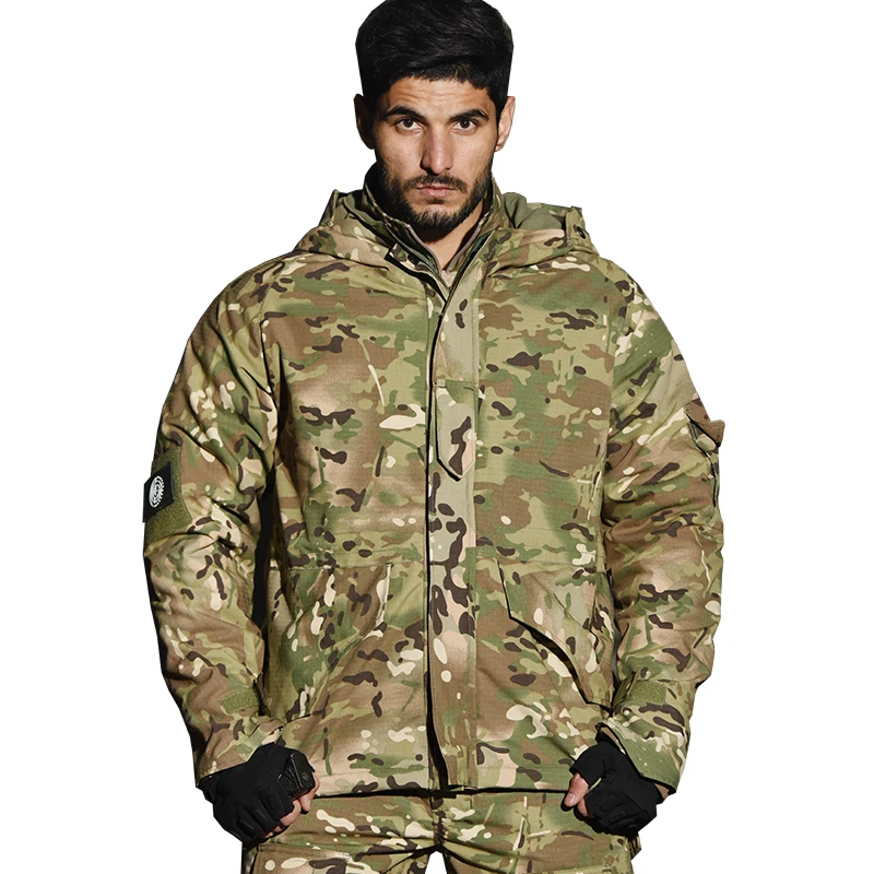 Chaqueta táctica gruesa con capucha para hombre, abrigo informal impermeable, cortavientos militar, conjunto de pantalones del ejército - imagen 2