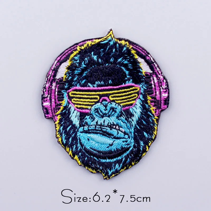 Parche bordado Punk de oso/tiburón fuerte para ropa, Parche de esqueleto para planchar en la ropa, apliques de ropa, insignia de costura - imagen 4