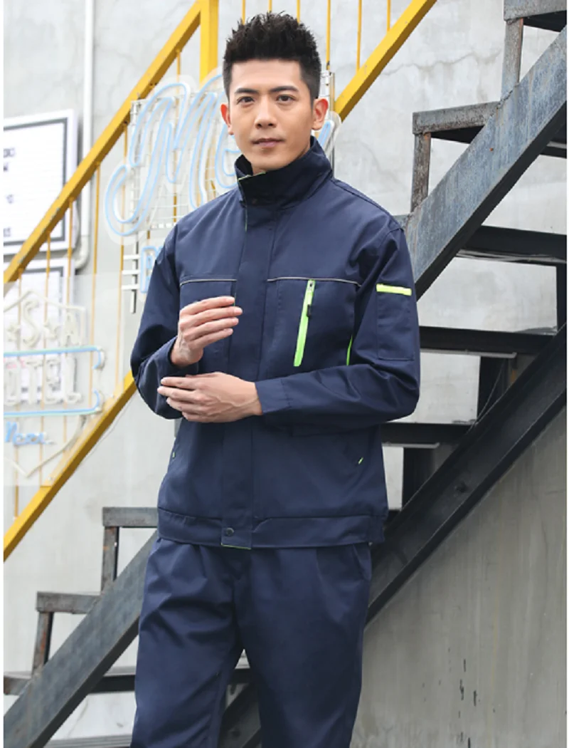 Monos de trabajo para hombre y mujer, uniformes de trabajo de primavera, traje de soldadura de color de contraste resistente al desgaste, taller de coche mecánico de talla grande 4XL - imagen 3