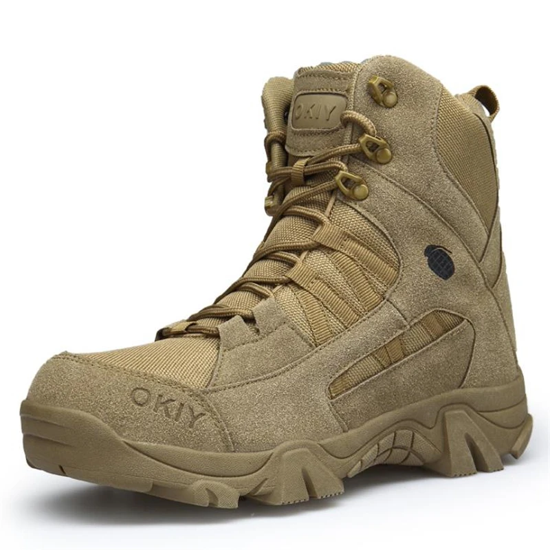 Botas de combate tácticas para hombre, Botines de cuero genuino para exteriores, botas militares del Ejército, zapatos de caza y trabajo, talla 39-46 - imagen 5