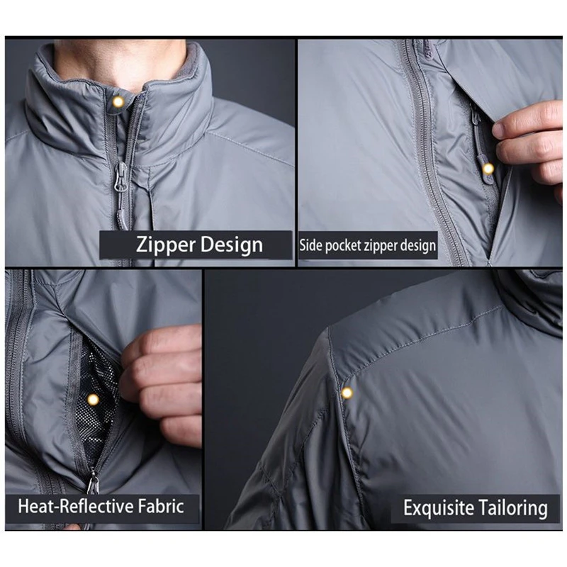 Chaqueta reflectante de calor para hombre, abrigo ligero a prueba de viento para exteriores, ropa de algodón cálida para viajes, senderismo, Camping, escalada, Invierno - imagen 5
