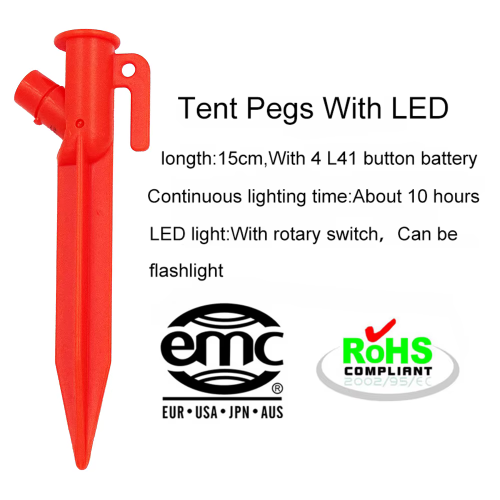 Clavijas de plástico ultraligeras para tienda de campaña, clavos con luz LED, accesorios para tienda de playa, herramienta de construcción, 8/4/2 unidades - imagen 3