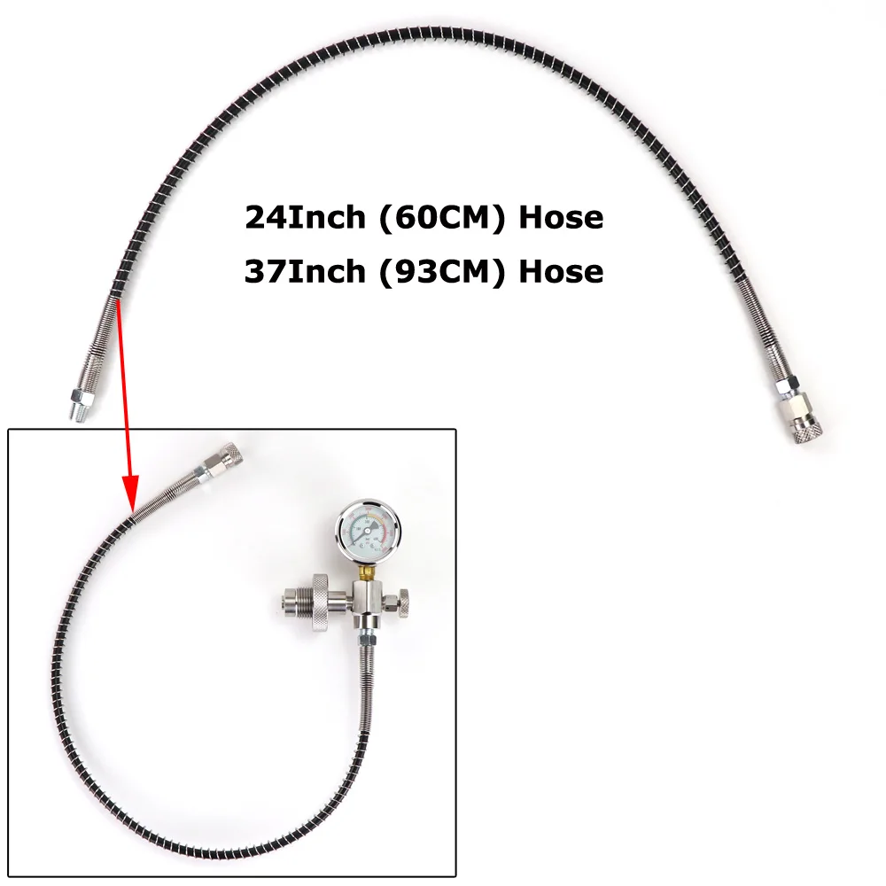 Piezas de reparación para cilindros de buceo, adaptador de carga de llenado de estación de conexión DIN G5/8, ruedas de mano/manómetro/manguera/válvula de purga, nuevas - imagen 4